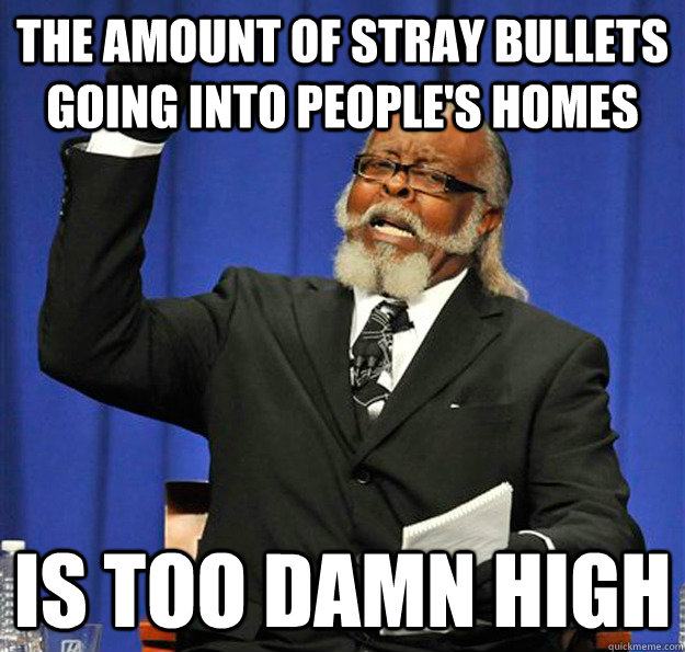 The amount of stray bullets going into people's homes Is too damn high  Jimmy McMillan