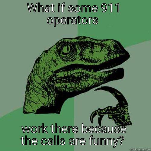 WHAT IF SOME 911 OPERATORS  WORK THERE BECAUSE THE CALLS ARE FUNNY?  Philosoraptor