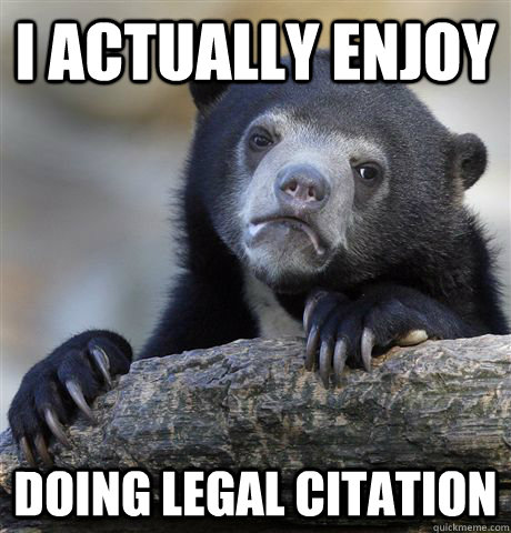 I actually enjoy doing legal citation  Confession Bear