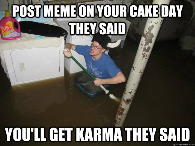 Post meme on your cake day they said You'll get karma they said  Laundry viking
