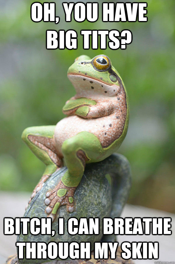 Oh, you have big tits? Bitch, I can breathe through my skin  Unimpressed Frog