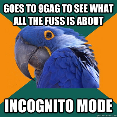 goes to 9gag to see what all the fuss is about incognito mode  Paranoid Parrot