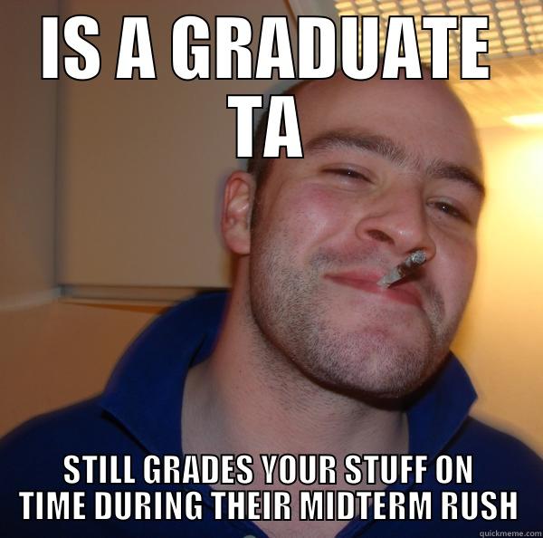 IS A GRADUATE TA STILL GRADES YOUR STUFF ON TIME DURING THEIR MIDTERM RUSH Good Guy Greg 