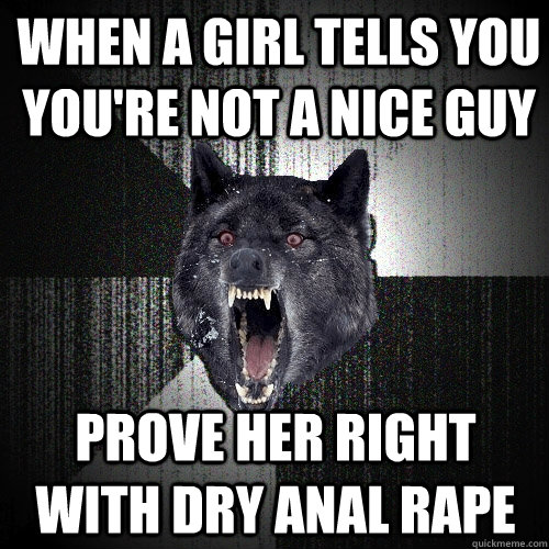 when a girl tells you you're not a nice guy prove her right with dry anal rape  Insanity Wolf