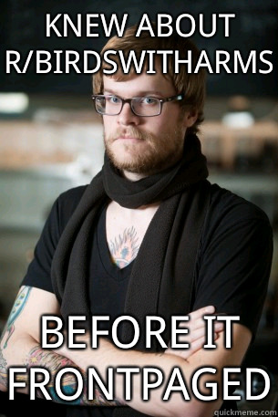 Knew about r/birdswitharms  before it frontpaged  Hipster Barista