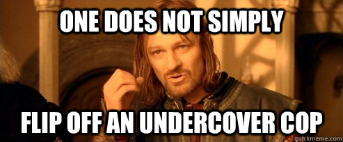 One does not simply flip off an undercover cop  One Does Not Simply
