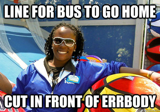 Line for bus to go home cut in front of errbody  Cedar Point employee