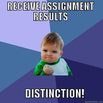 RECEIVE ASSIGNMENT RESULTS              DISTINCTION!         Success Kid
