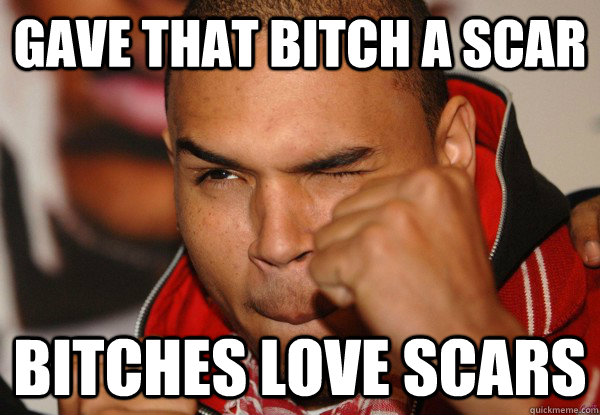 Gave that bitch a scar Bitches love scars - Gave that bitch a scar Bitches love scars  How Chris Brown Hears Rihanna songs