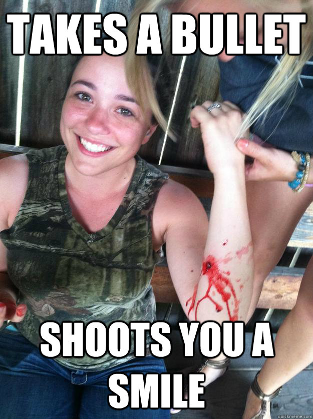 Takes a Bullet shoots you a smile - Takes a Bullet shoots you a smile  Ridiculously photogenic shooting victim