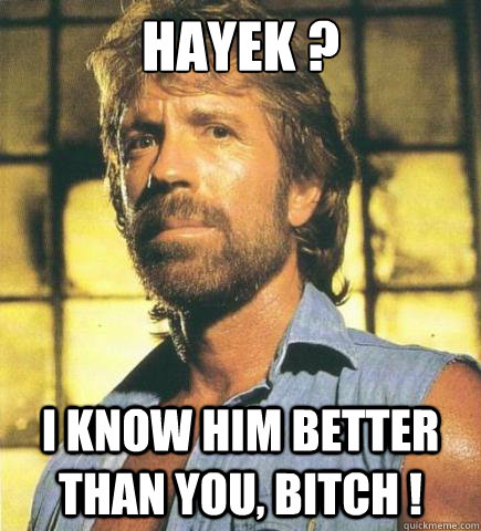 HAYEK ? I KNOW HIM BETTER THAN YOU, BITCH ! - HAYEK ? I KNOW HIM BETTER THAN YOU, BITCH !  Chuck Norris