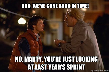 Doc, we've gone back in time! No, marty, you're just looking at last year's sprint  