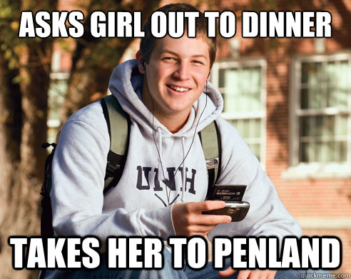 asks girl out to dinner takes her to penland  College freshmen