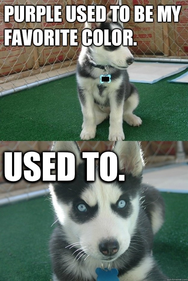 Purple used to be my favorite color. Used to.  Insanity puppy
