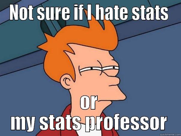 NOT SURE IF I HATE STATS OR MY STATS PROFESSOR Futurama Fry