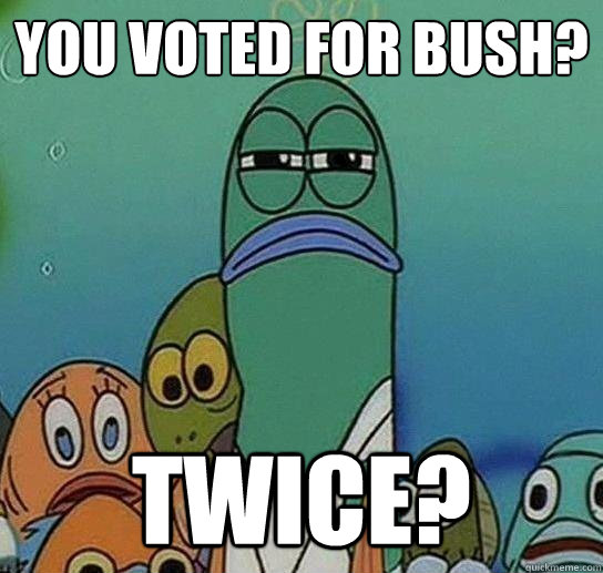 you voted for bush? twice?  Serious fish SpongeBob