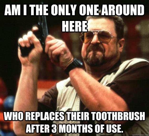 am I the only one around here Who replaces their toothbrush after 3 months of use. - am I the only one around here Who replaces their toothbrush after 3 months of use.  Angry Walter