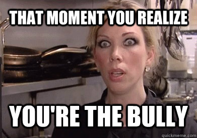 That moment you realize  You're the bully  - That moment you realize  You're the bully   Crazy Amy