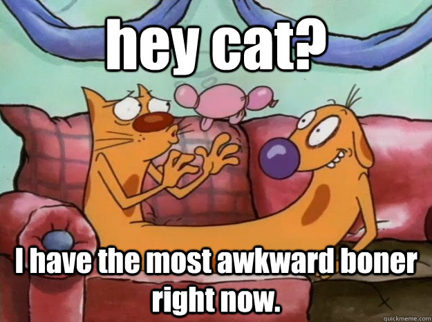 hey cat? I have the most awkward boner right now.  