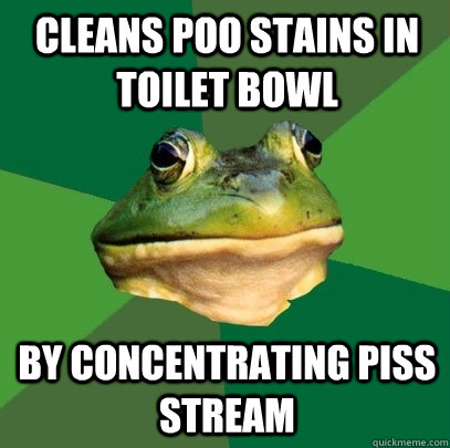 Cleans Poo Stains in Toilet Bowl By Concentrating Piss Stream  Foul Bachelor Frog