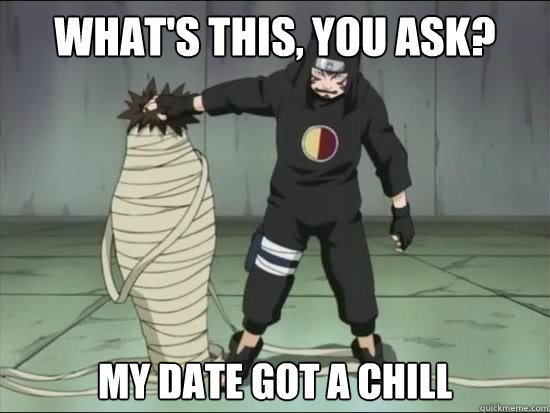 what's this, you ask? my date got a chill  Kankuro Gone Wild