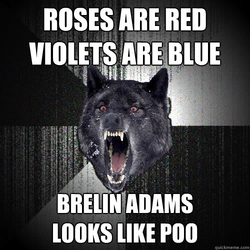 Roses are red
Violets are blue Brelin Adams
Looks like poo  insanitywolf