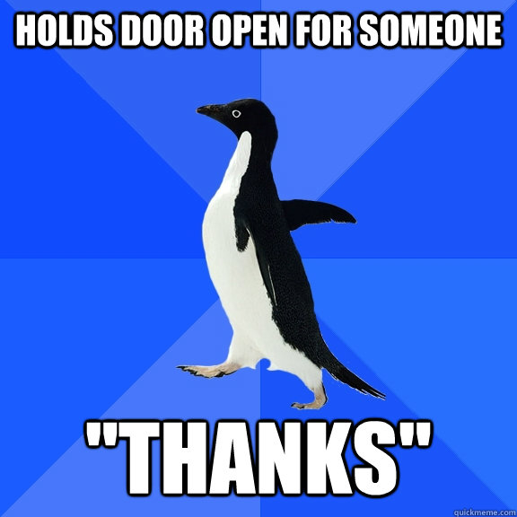 holds door open for someone 