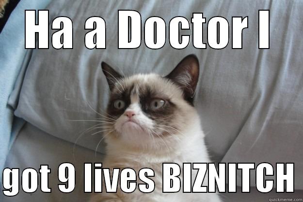 HA A DOCTOR I  GOT 9 LIVES BIZNITCH Grumpy Cat