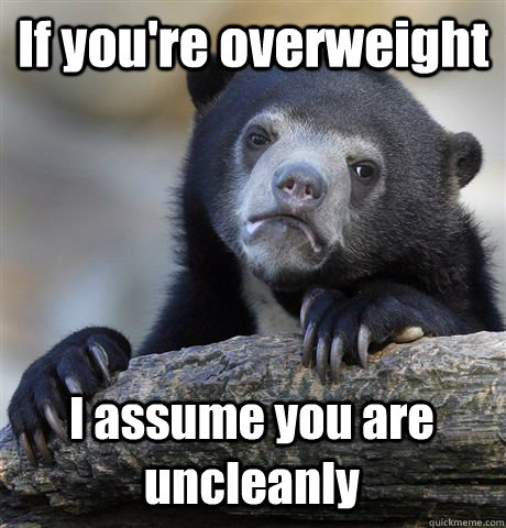 If you're overweight I assume you are uncleanly  Confession Bear