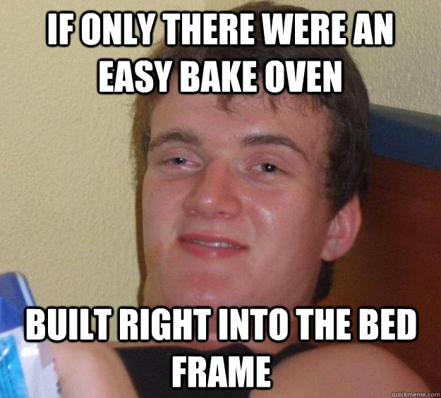 If only there were an easy bake oven built right into the bed frame - If only there were an easy bake oven built right into the bed frame  10 Guy