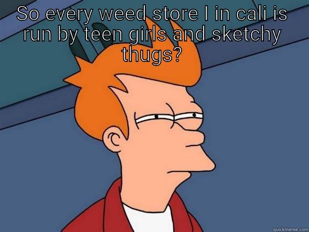 SO EVERY WEED STORE I IN CALI IS RUN BY TEEN GIRLS AND SKETCHY THUGS?  Futurama Fry