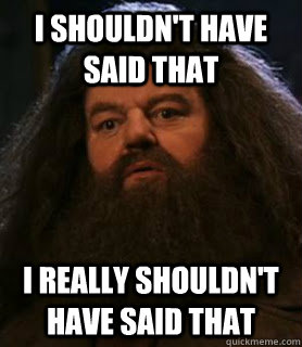 I shouldn't have said that I really shouldn't have said that - I shouldn't have said that I really shouldn't have said that  Hagrid