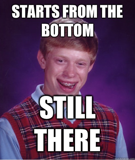 Starts from the bottom  Still there  Bad Luck Brian