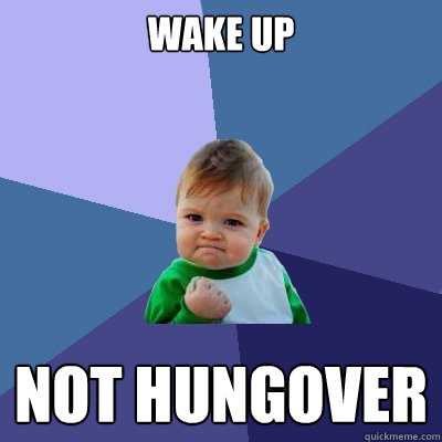 Wake up Not hungover   Success Kid