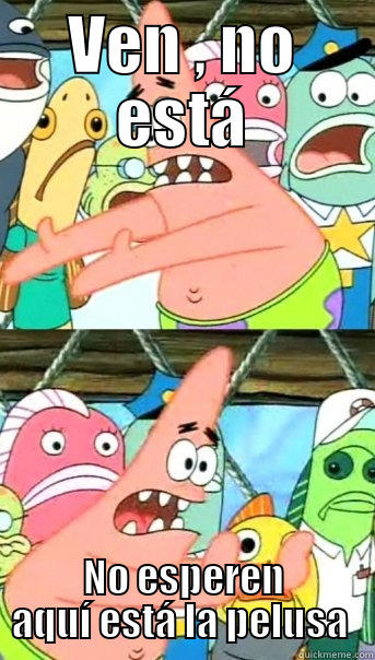 VEN , NO ESTÁ NO ESPEREN AQUÍ ESTÁ LA PELUSA  Push it somewhere else Patrick