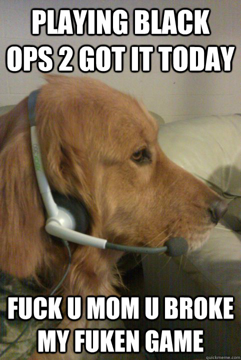 PLAYING BLACK OPS 2 GOT IT TODAY  FUCK U MOM U BROKE MY FUKEN GAME   Xbox Live Dog