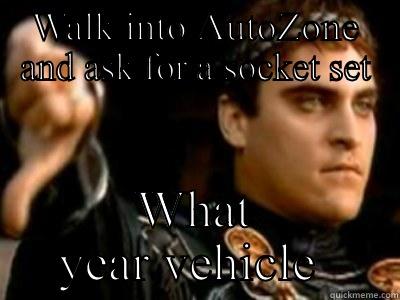 WALK INTO AUTOZONE AND ASK FOR A SOCKET SET WHAT YEAR VEHICLE  Downvoting Roman