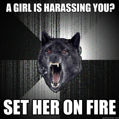 a Girl is harassing you? Set her on fire  Insanity Wolf