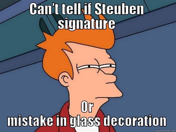 CAN'T TELL IF STEUBEN SIGNATURE OR MISTAKE IN GLASS DECORATION Futurama Fry