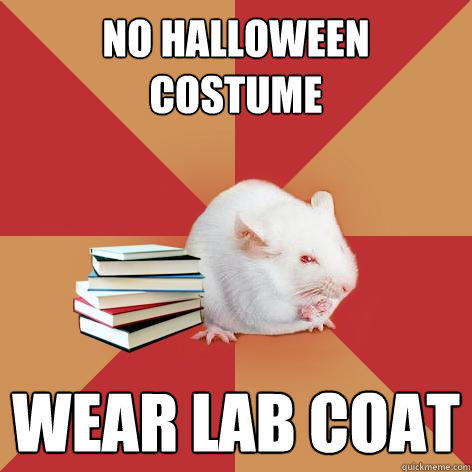 No halloween costume wear lab coat  Science Major Mouse