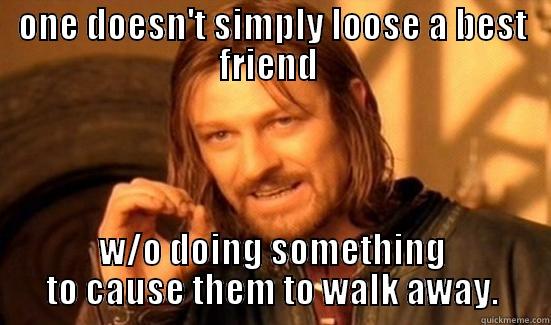 ONE DOESN'T SIMPLY LOOSE A BEST FRIEND  W/O DOING SOMETHING TO CAUSE THEM TO WALK AWAY. Boromir
