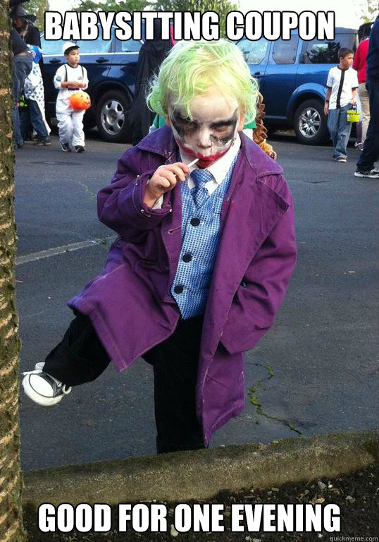 Babysitting coupon Good for one evening  Joker kid