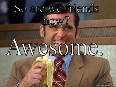 SO ARE WE FRIENDS NOW? AWESOME.  Brick Tamland