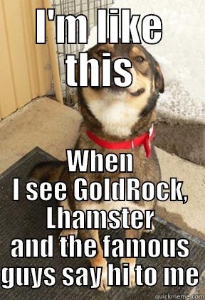 I'M LIKE THIS WHEN I SEE GOLDROCK, LHAMSTER AND THE FAMOUS GUYS SAY HI TO ME Good Dog Greg