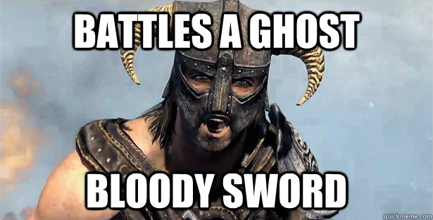 battles a ghost bloody sword  