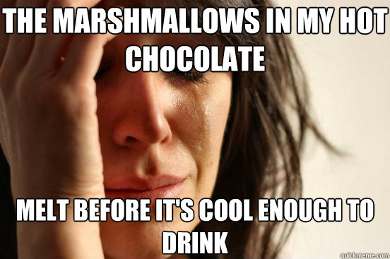 The marshmallows in my hot chocolate melt before it's cool enough to drink  First World Problems