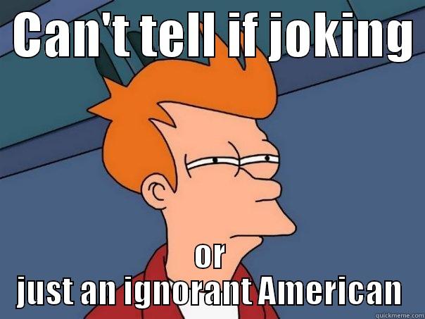  CAN'T TELL IF JOKING  OR JUST AN IGNORANT AMERICAN Futurama Fry