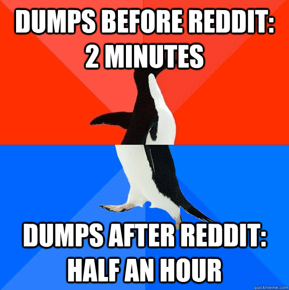 Dumps before Reddit 2 minutes Dumps after Reddit Half an hour