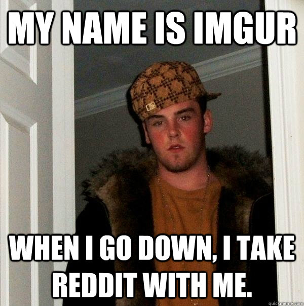 My name is IMGUR When I go down, I take REDDIT with me.  Scumbag Steve