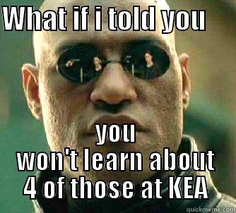 WHAT IF I TOLD YOU      YOU WON'T LEARN ABOUT 4 OF THOSE AT KEA Matrix Morpheus